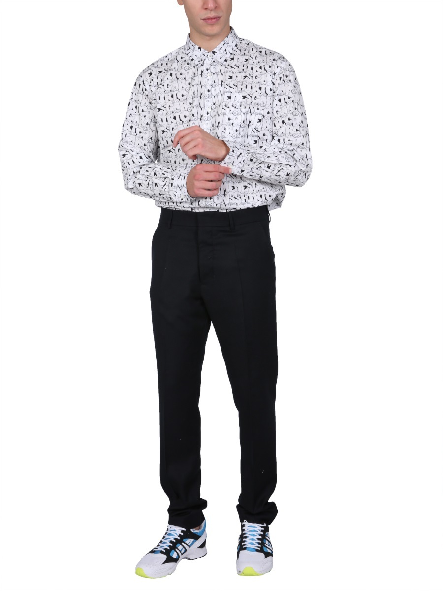 Comme Des Garçons Pattern Printed Shirt In White
