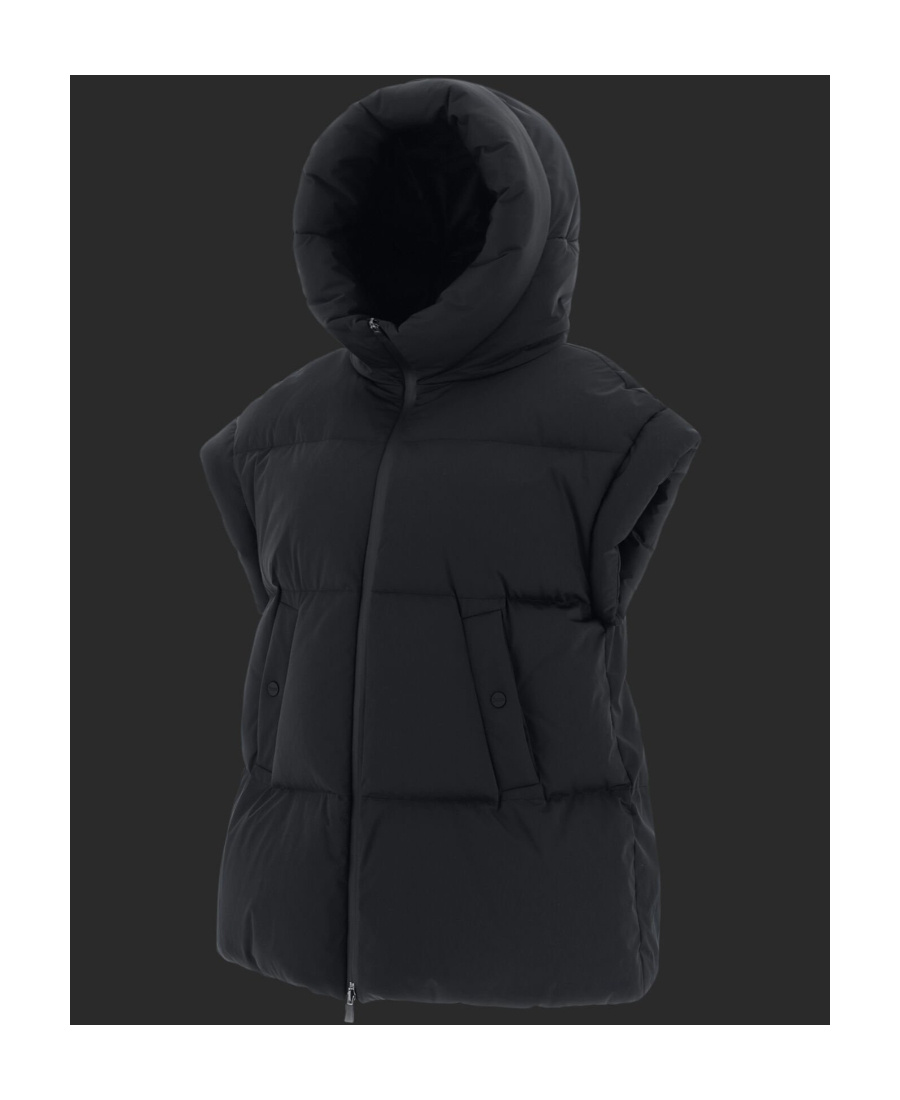 Herno Short-sleeved High-neck Down Jacket In Black