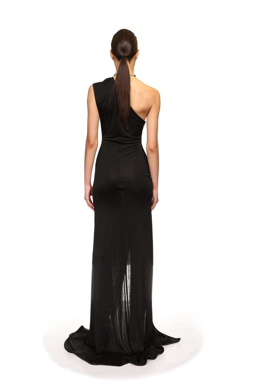 David Koma One-shoulder Embellished Satin-jersey Gown In Black
