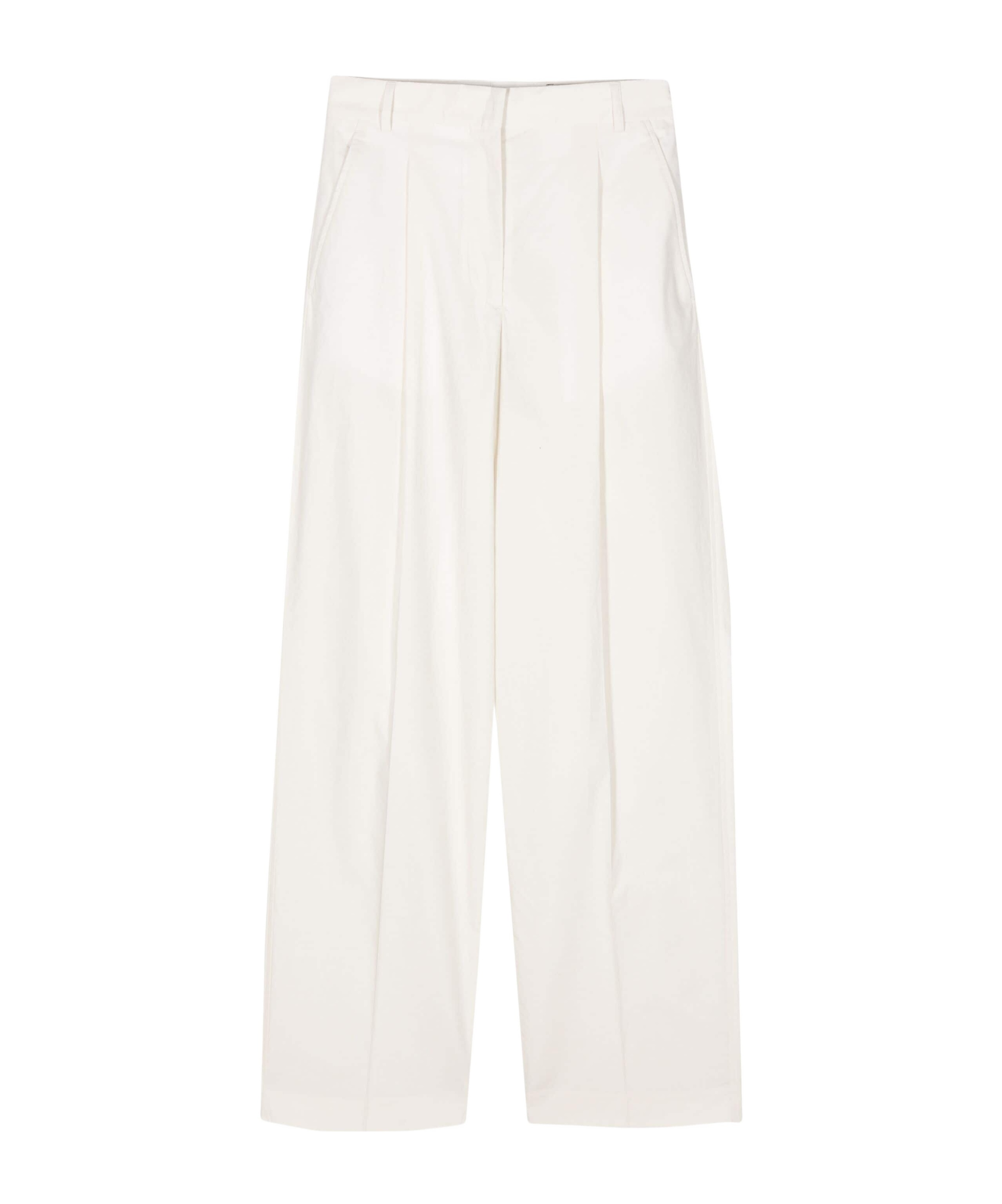 OFFICINE GENERALE PLEATED POPLIN STRAIGHT TROUSERS