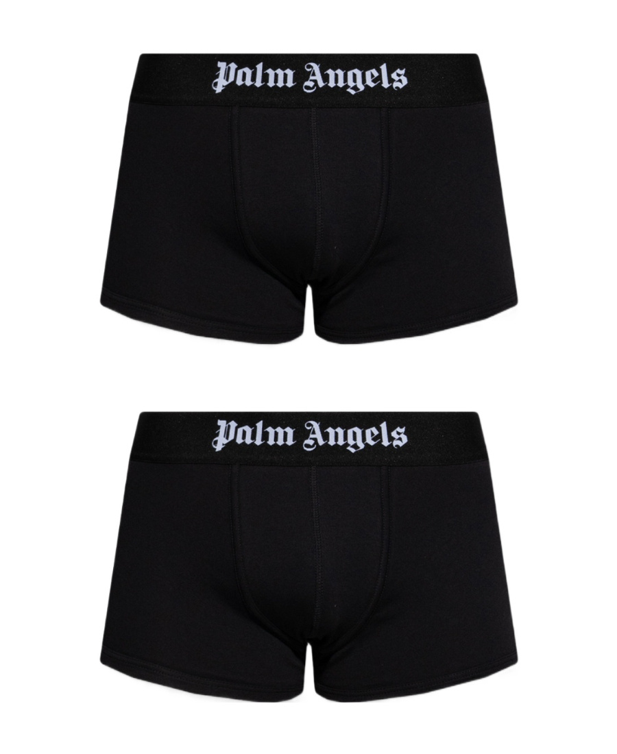 Palm Angels Men's Set Of Two Cotton Boxers | Size Small | Pmuh001c99fab0020110 Color Whiteblack In Black