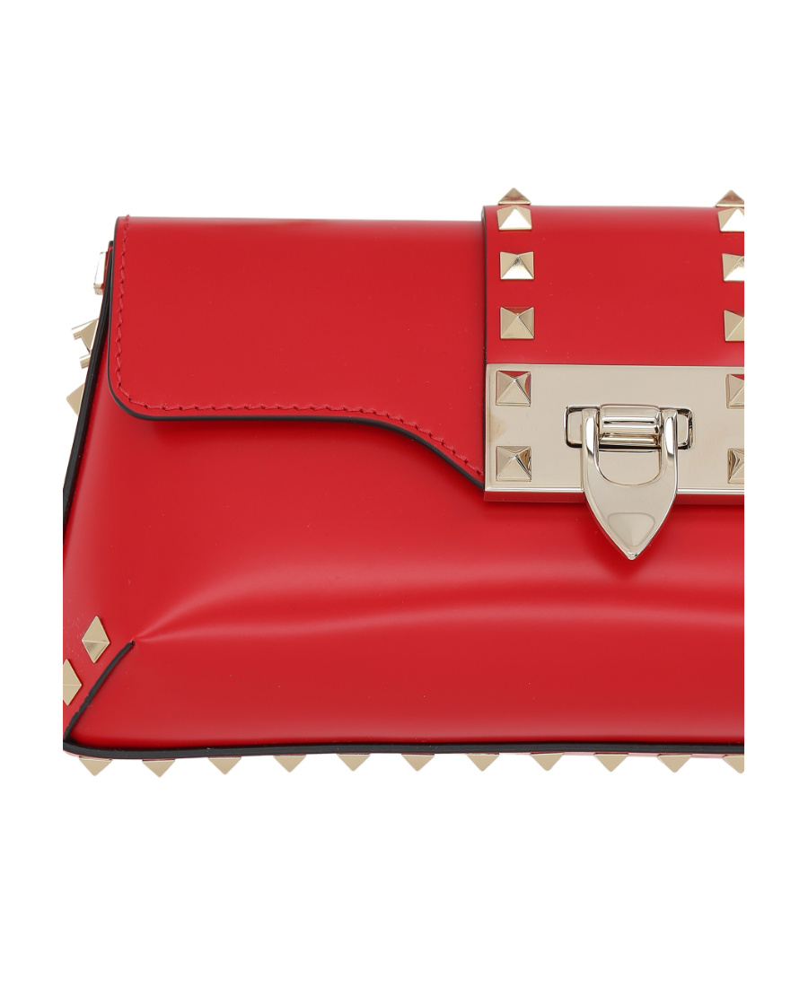 Valentino Garavani Rockstud Leather Shoulder Bag In Red