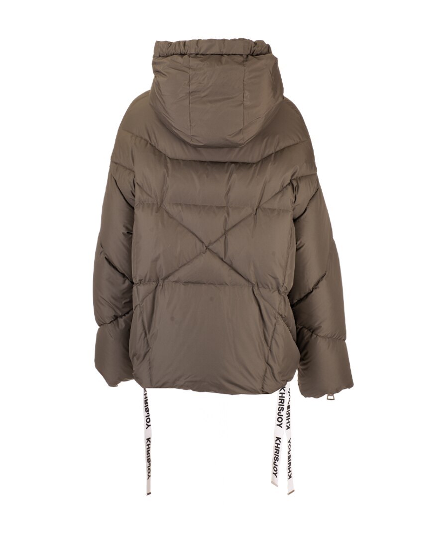 Khrisjoy Nylon Down Jacket With Hood And Padded Design In Gray