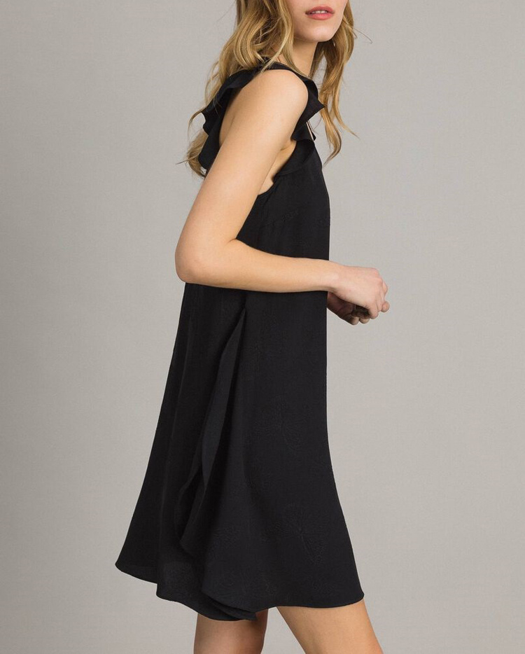 Twinset Lotus Leaf Edge Dress In Black