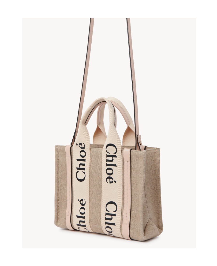 Chloé Small Woody Tote Bag In Nude