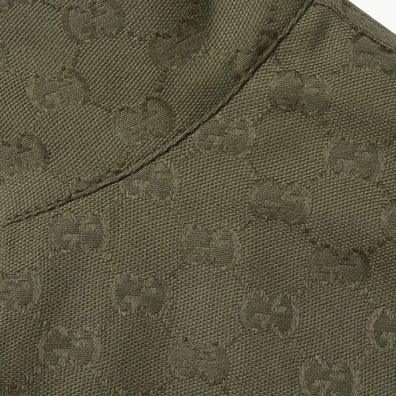 Gucci Mens Rusty Green Monogram-pattern Cotton-blend Blouson Jacket In Green
