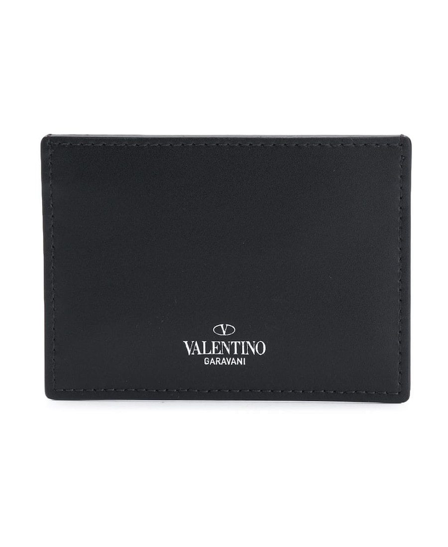Valentino Vltn-print Cardholder In Black