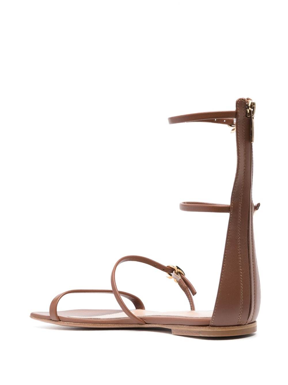 Gianvito Rossi Downtown Triple Buckle-fastened Sandals In Brown