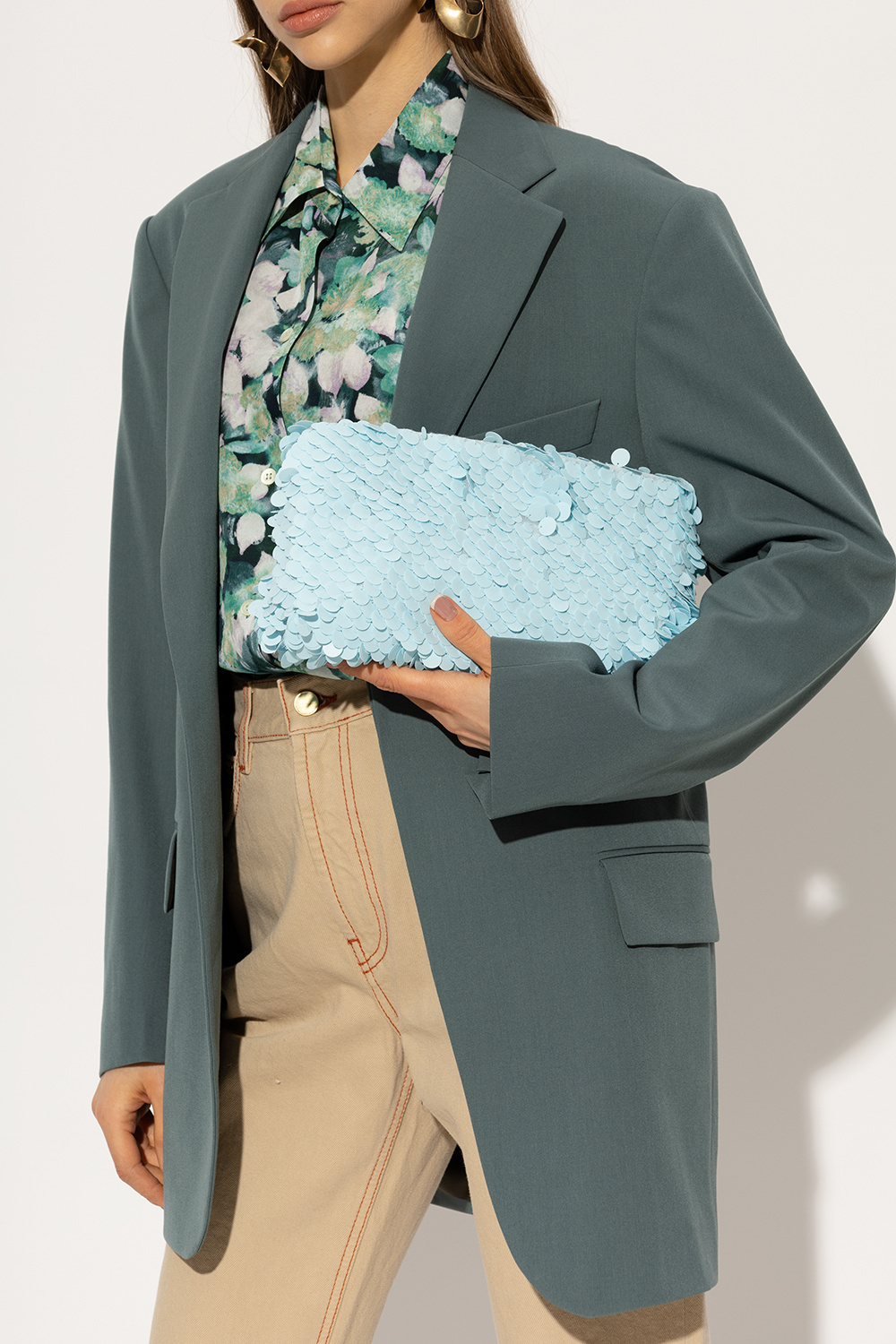 Shop Dries Van Noten Sequinned Clutch Bag