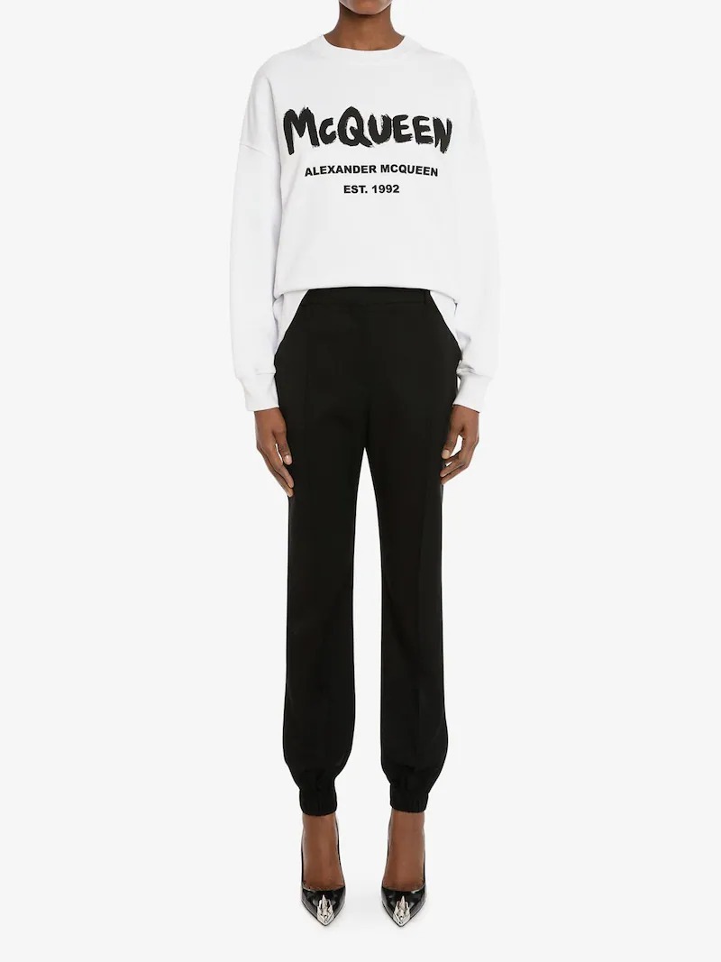 Alexander Mcqueen Printed Cotton-jersey Sweatshirt In White