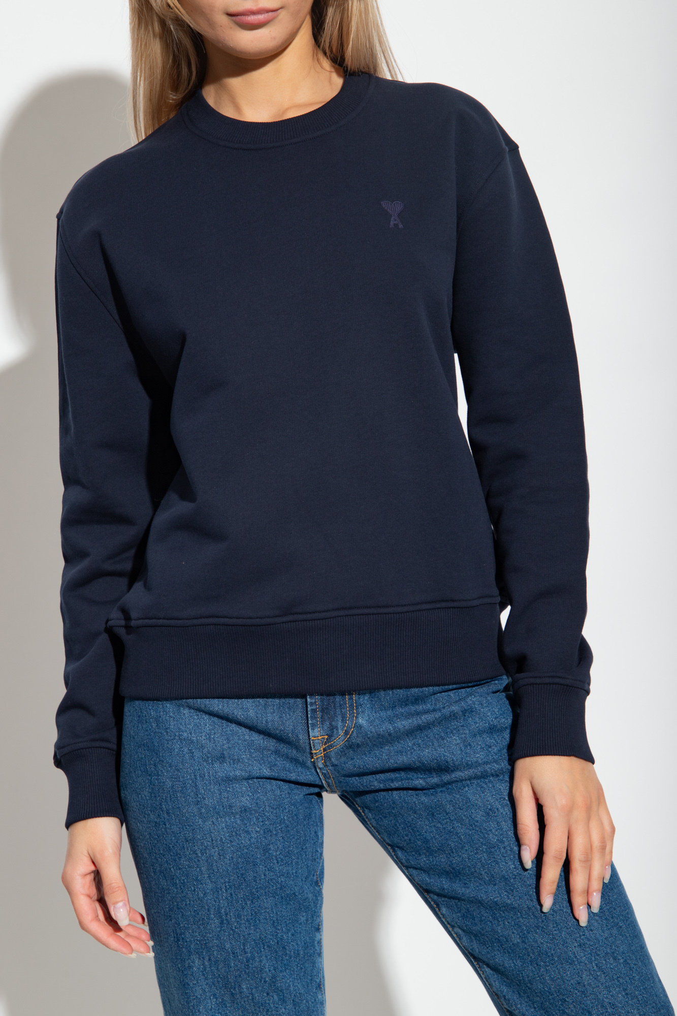 Ami Alexandre Mattiussi Ami Paris Ami De Coeur Crewneck Sweatshirt In Blue