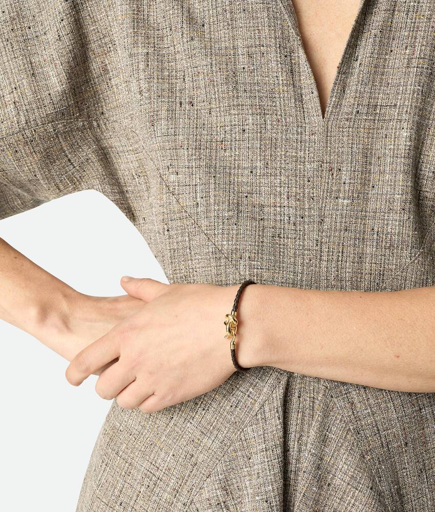 Bottega Veneta Leather Knot Bracelet In Black