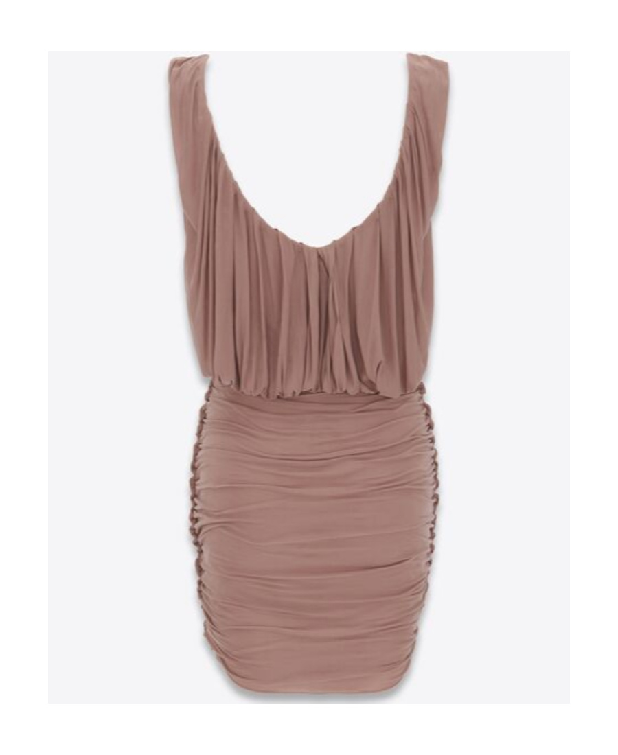 Saint Laurent Woman Short Dress Light Brown Size 6 Cupro In Brown