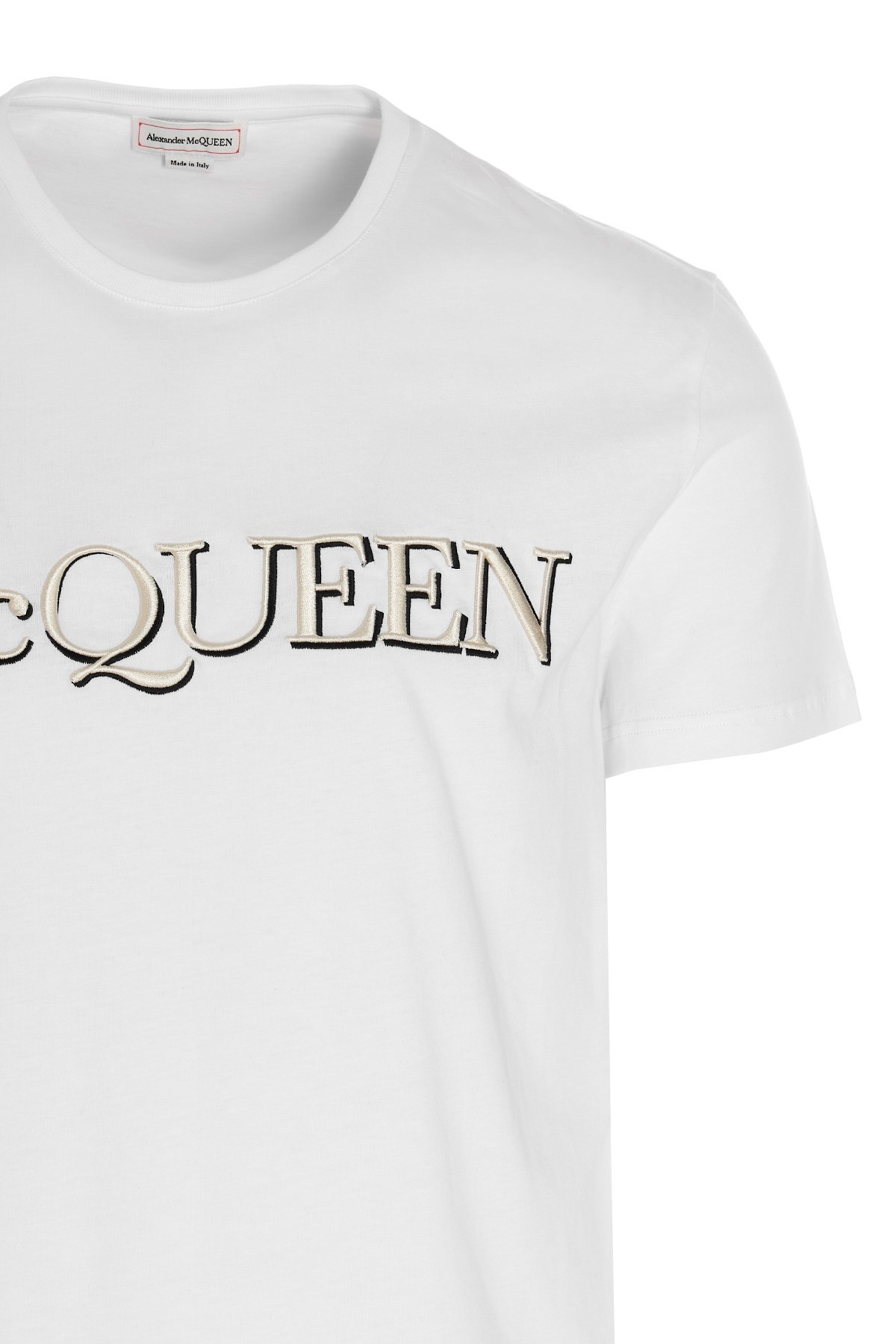 Alexander Mcqueen White Embroidered Logo T-shirt In White