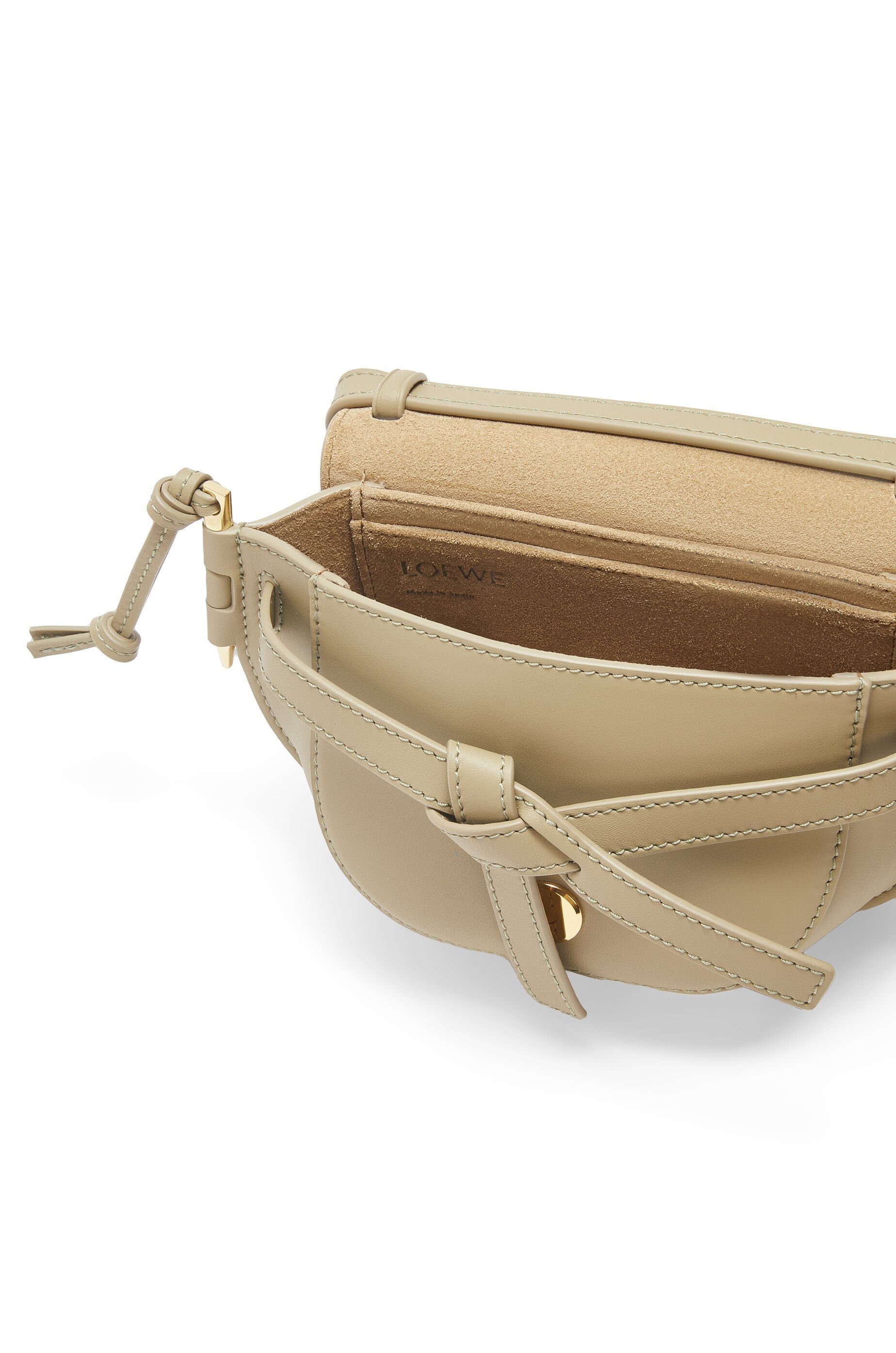 Shop Loewe Mini Gate Dual Bag In Soft Calfskin And Jacquard In Nude