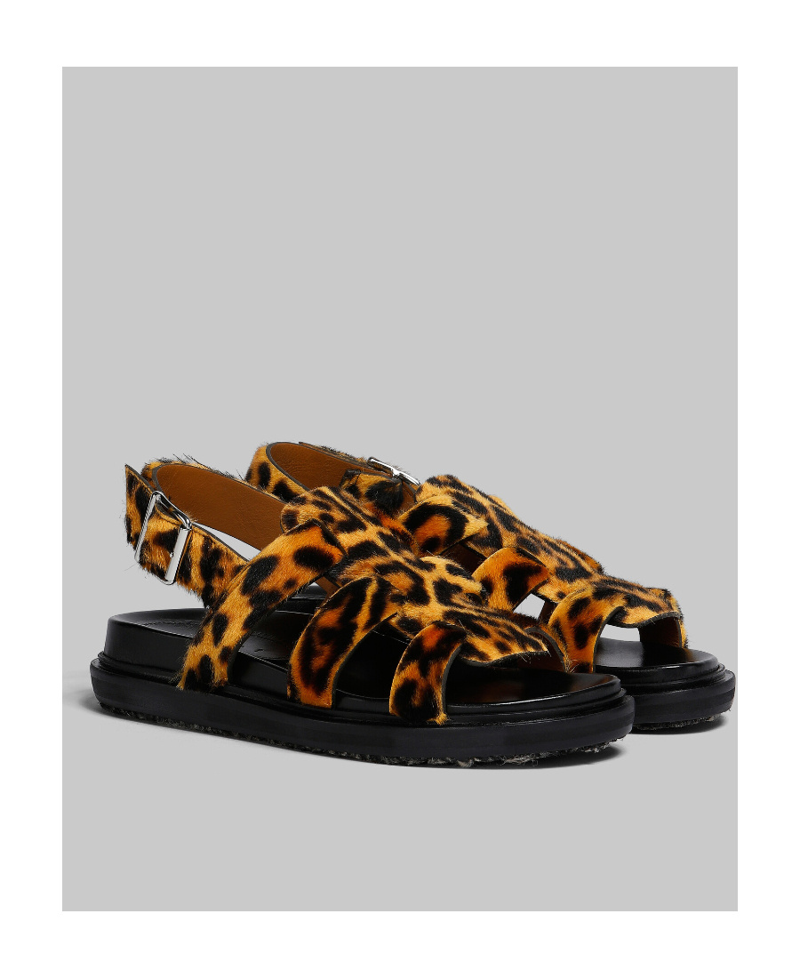 Marni Fussbett Leopard Sandals In Black