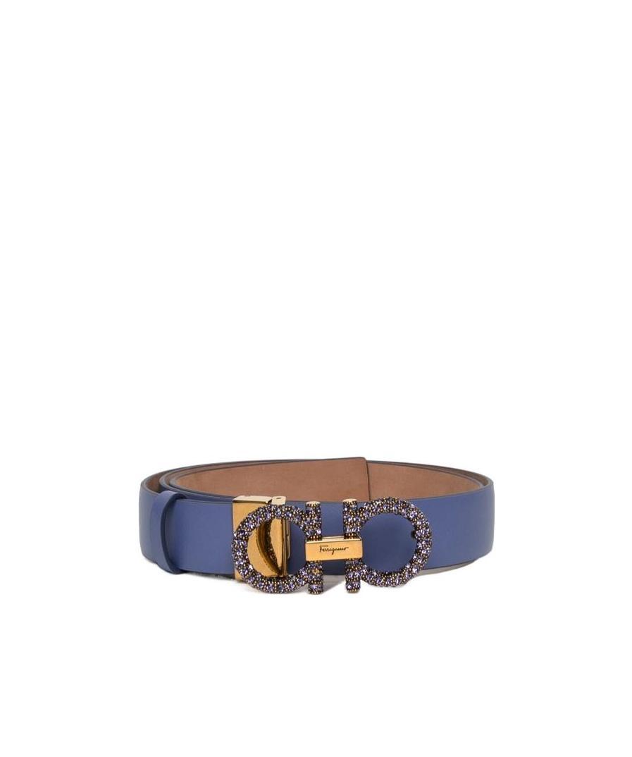 Ferragamo Gancini-buckle Leather Belt In Blue