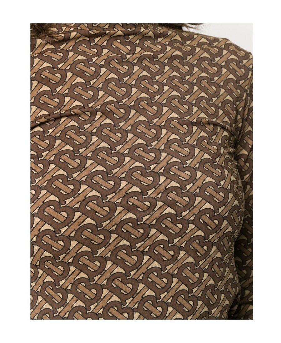 Burberry Tb Monogram Turtleneck Top In Brown