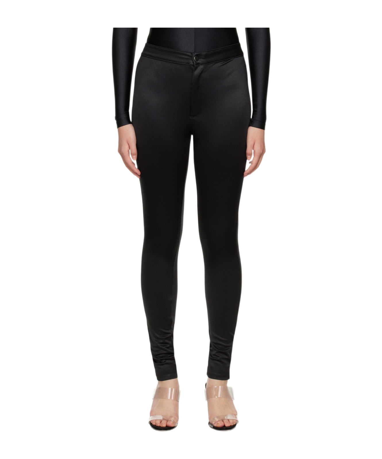 Skims Stretch Polyester Pants In Black