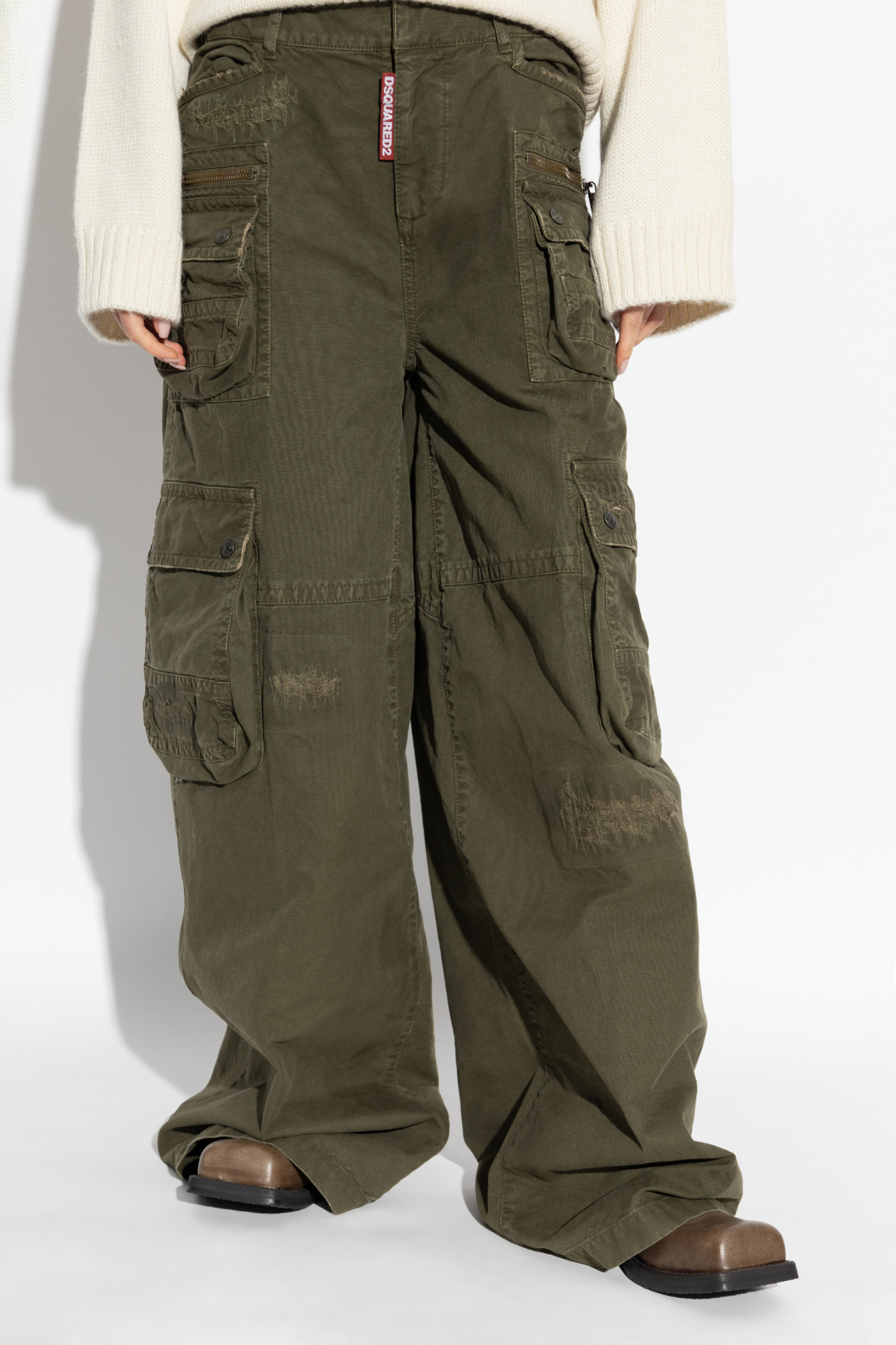Dsquared2 Mid-rise Cotton Cargo Trousers In Green