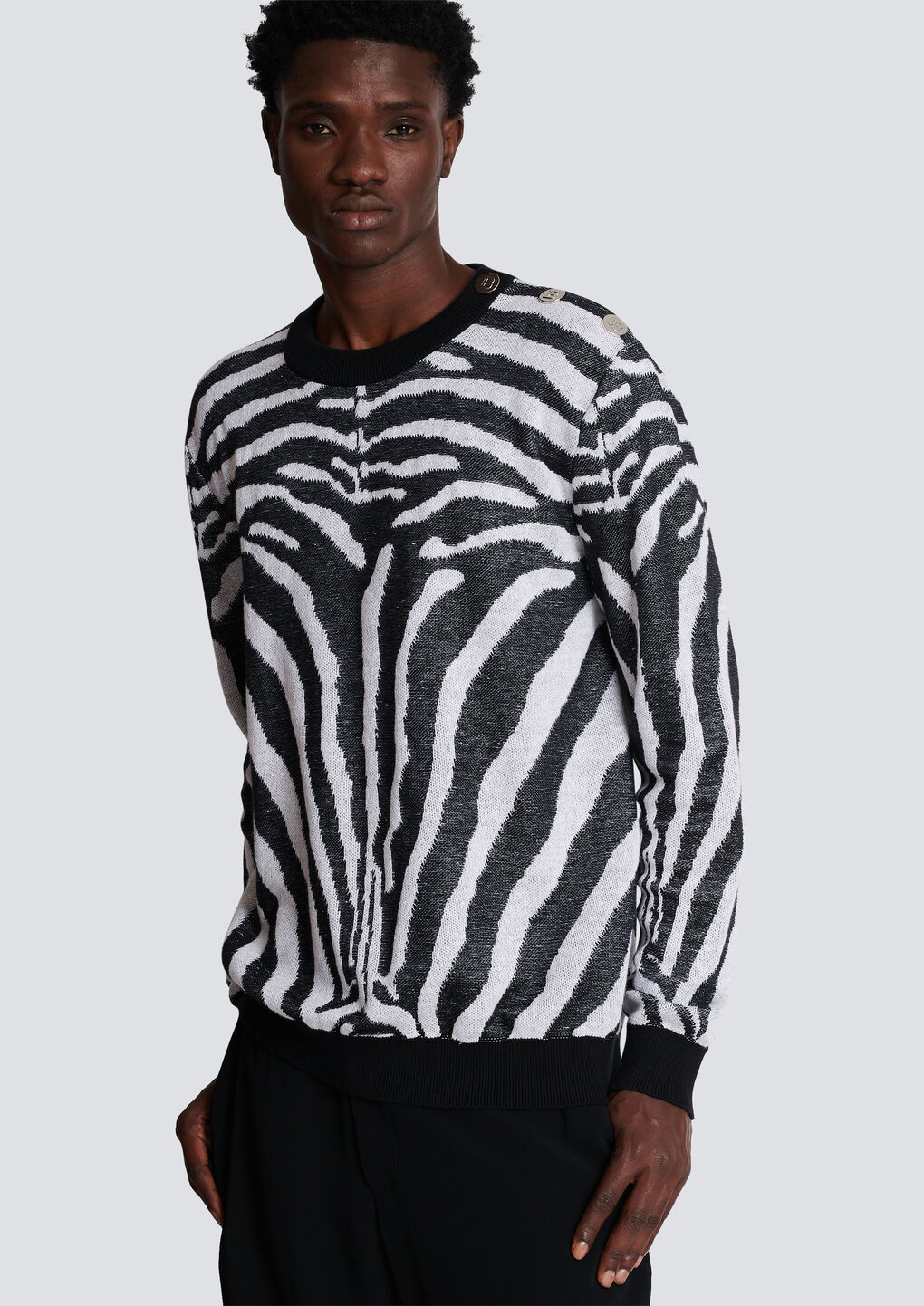 BALMAIN ZEBRA PRINT LINEN JUMPER