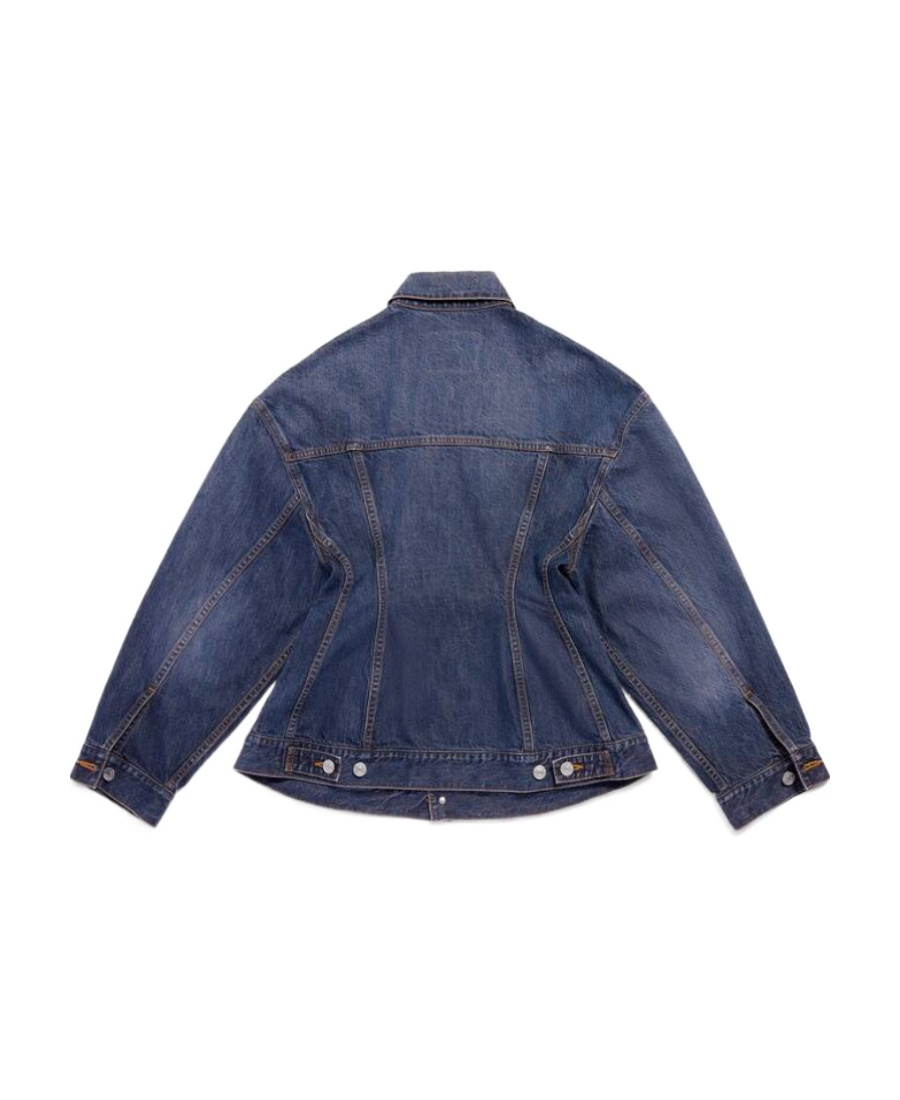 Balenciaga Collared Button-up Denim Jacket In Blue