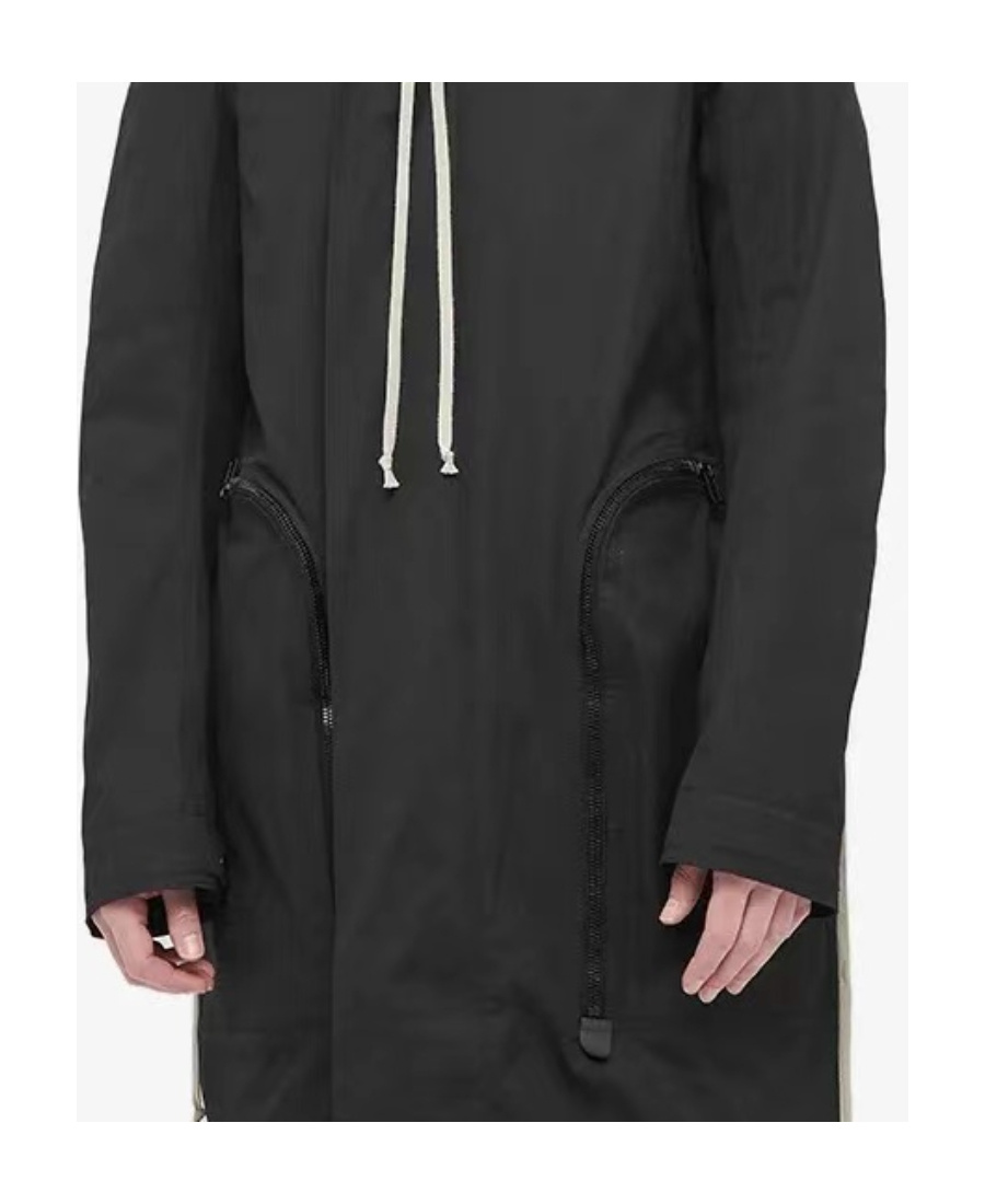 Rick Owens Asymmetrical-front Cotton Fishtail Parka In Black