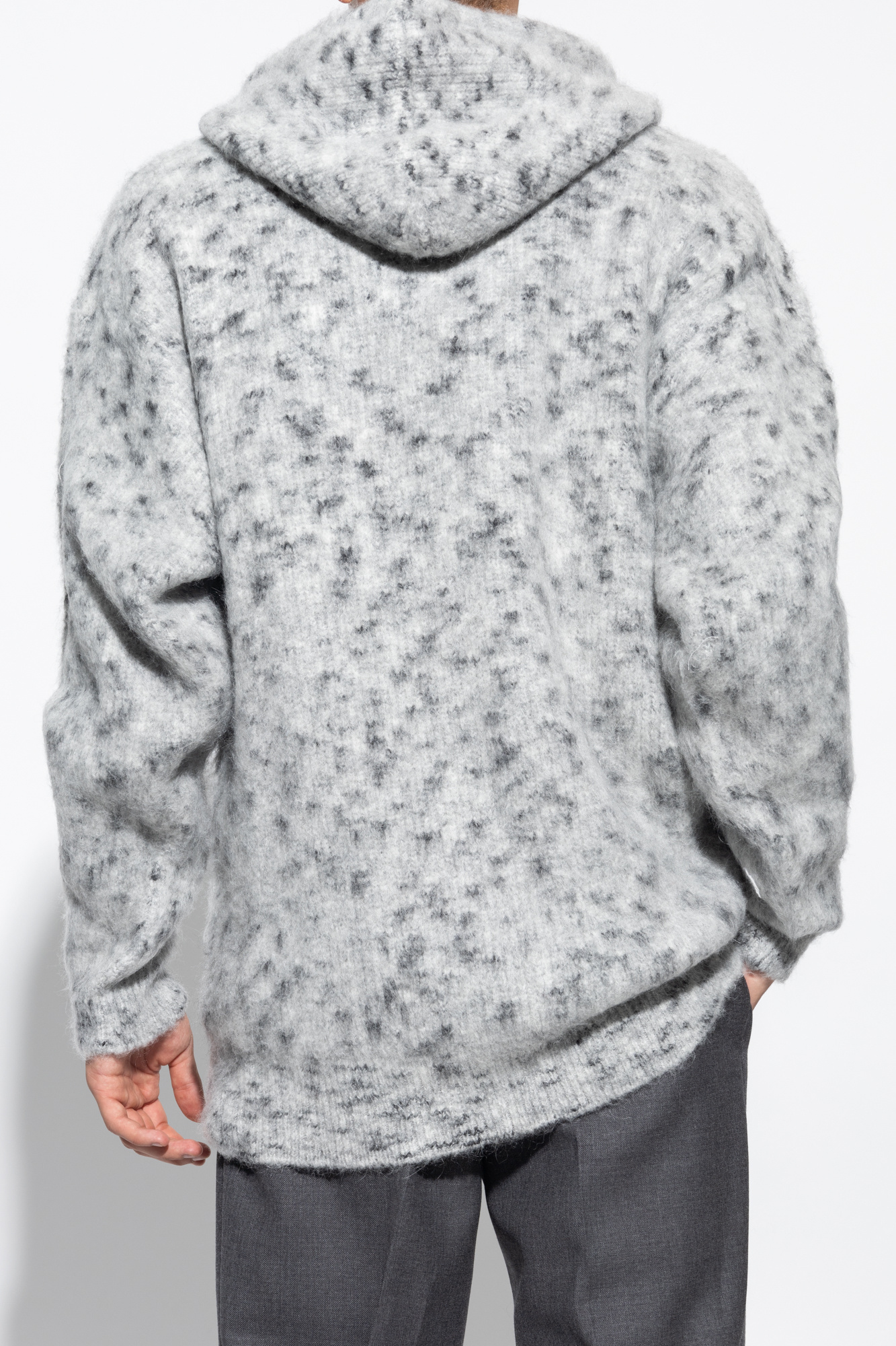 Isabel Marant Knitted Drawstring Hoodie In Gray