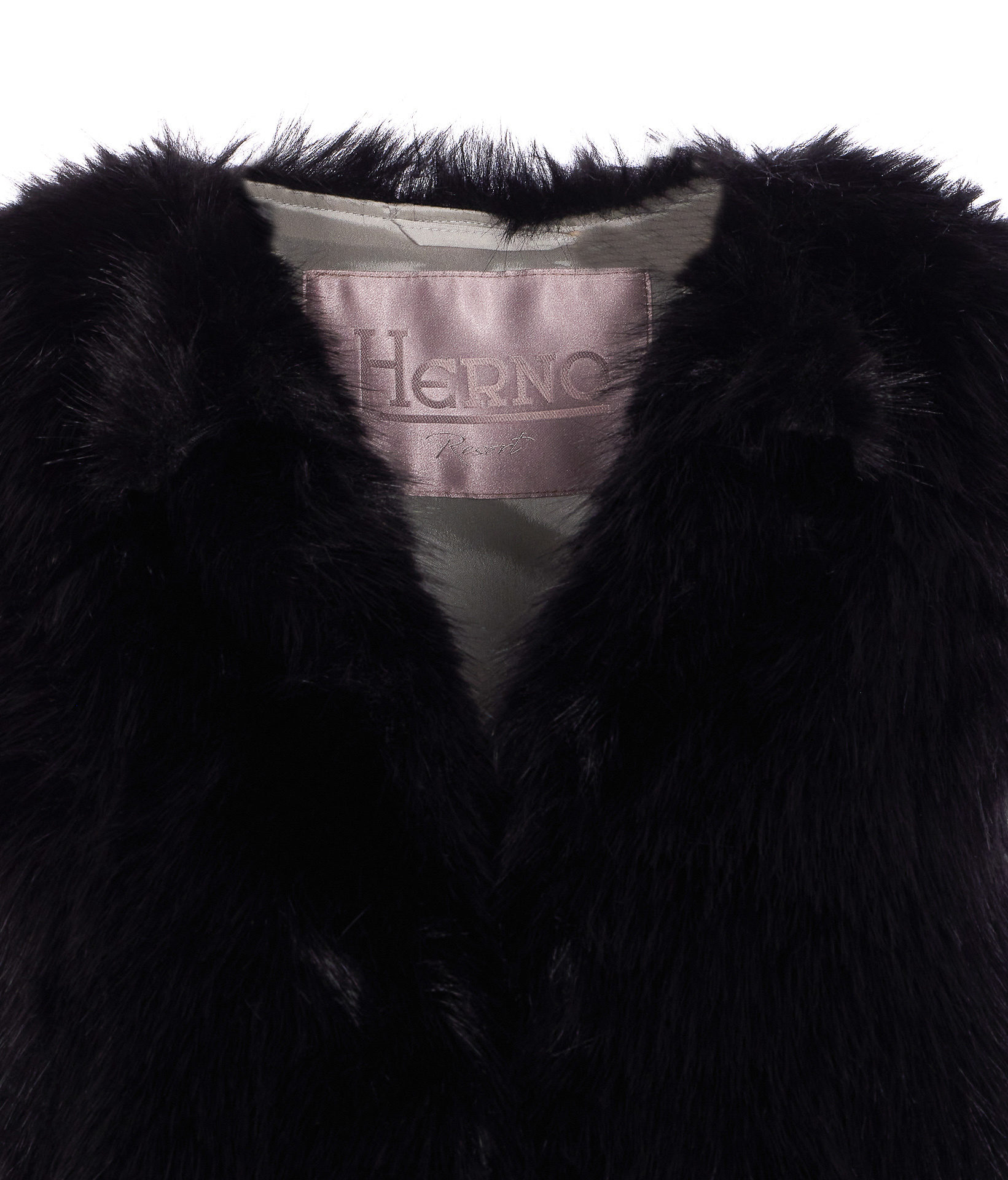 Herno Black Sleeveless Vest With Concealed Closure On The Front In Ecofur Woman In Black