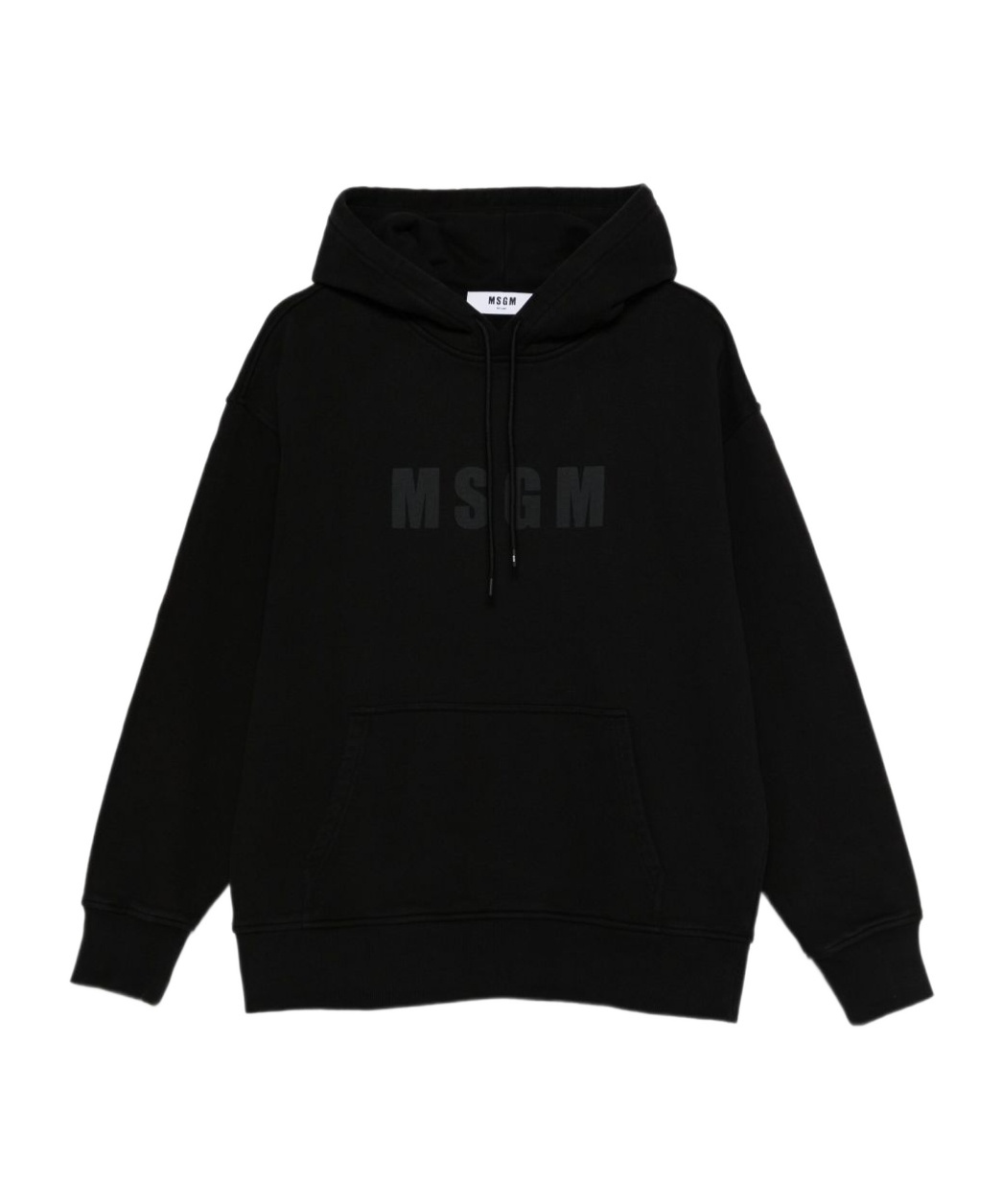 Msgm Logo Printed Drawstring Hoodie In Black