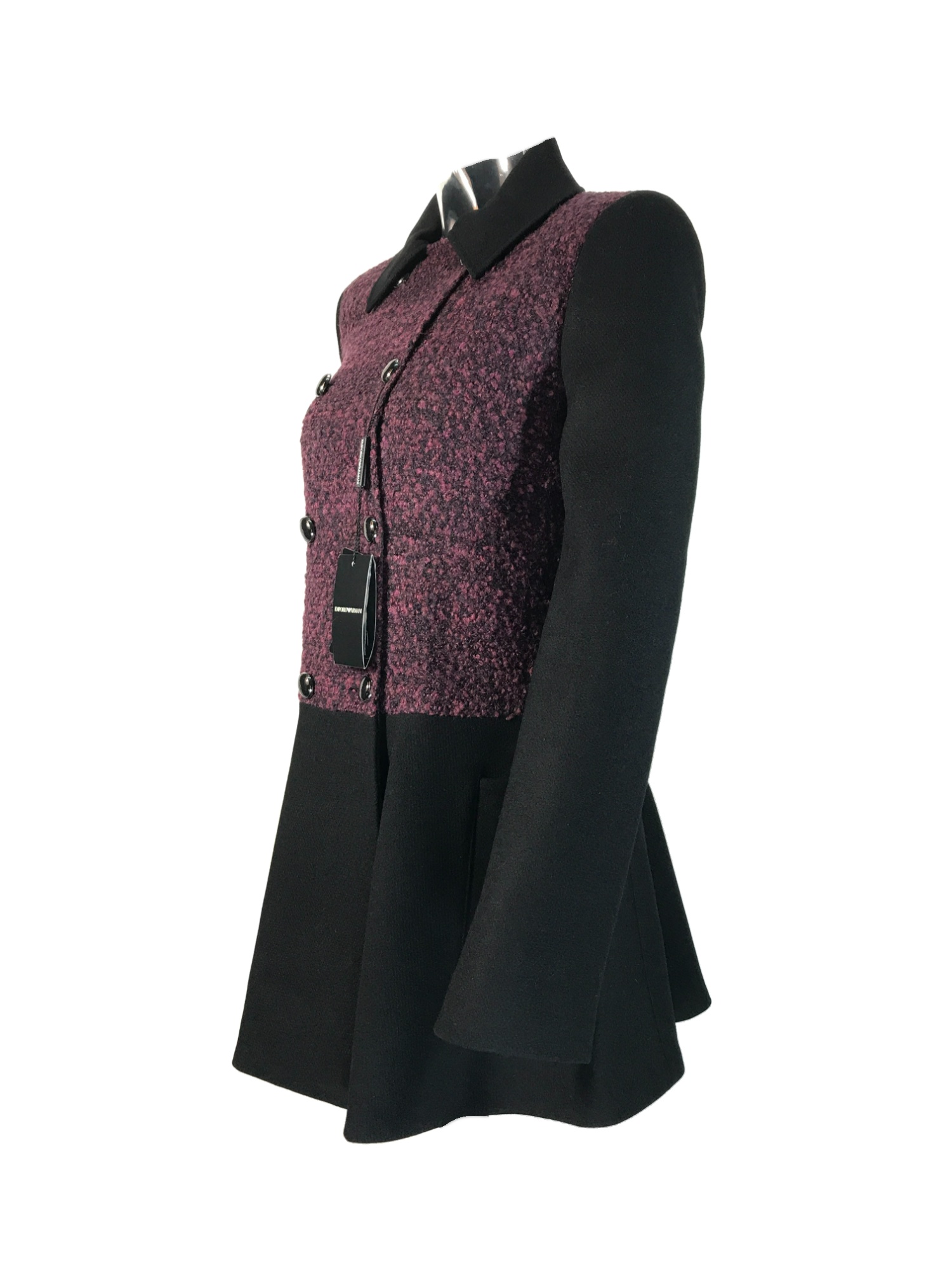 Emporio Armani Long-sleeved Spliced Coat In Black