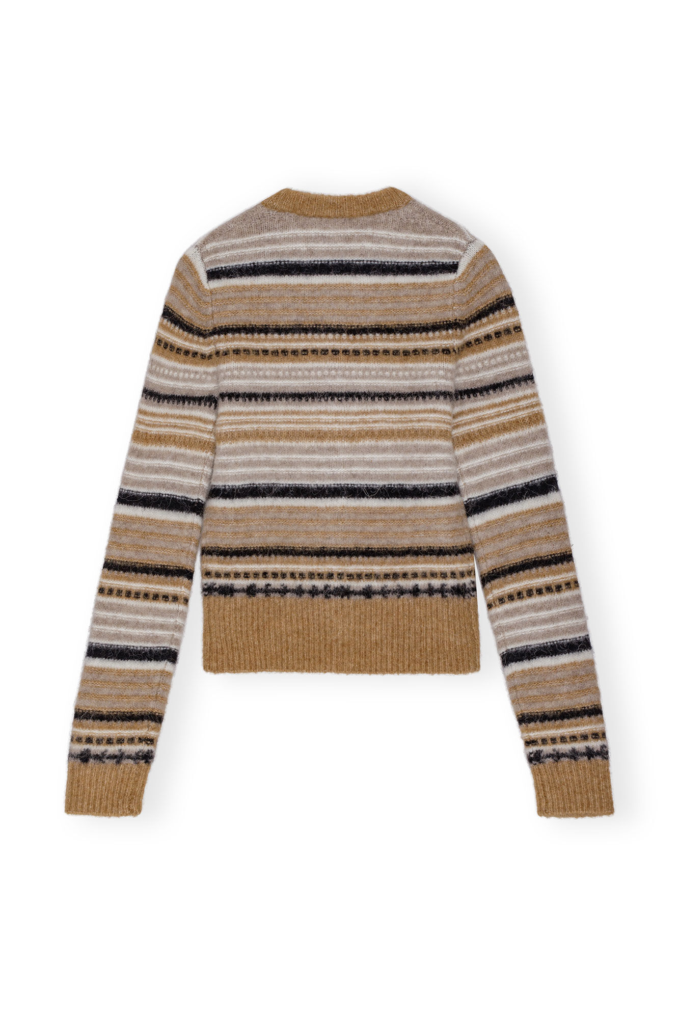 Ganni Regular Fit Cardigan With Stripe Pattern In Nude