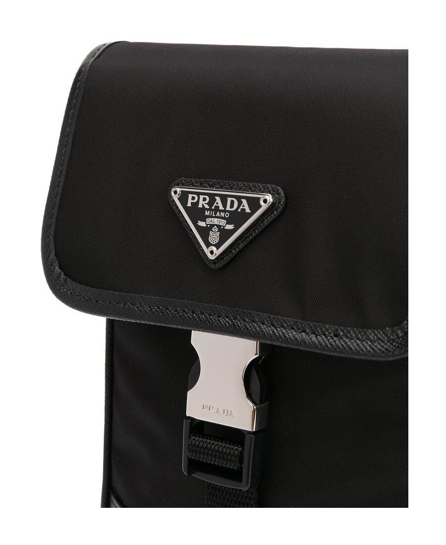 Prada Nylon And Saffiano Leather Smartphone Case In Black