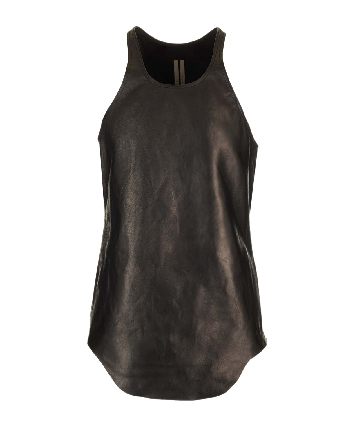Rick Owens Scoop-neck Leather Tank Top In Black