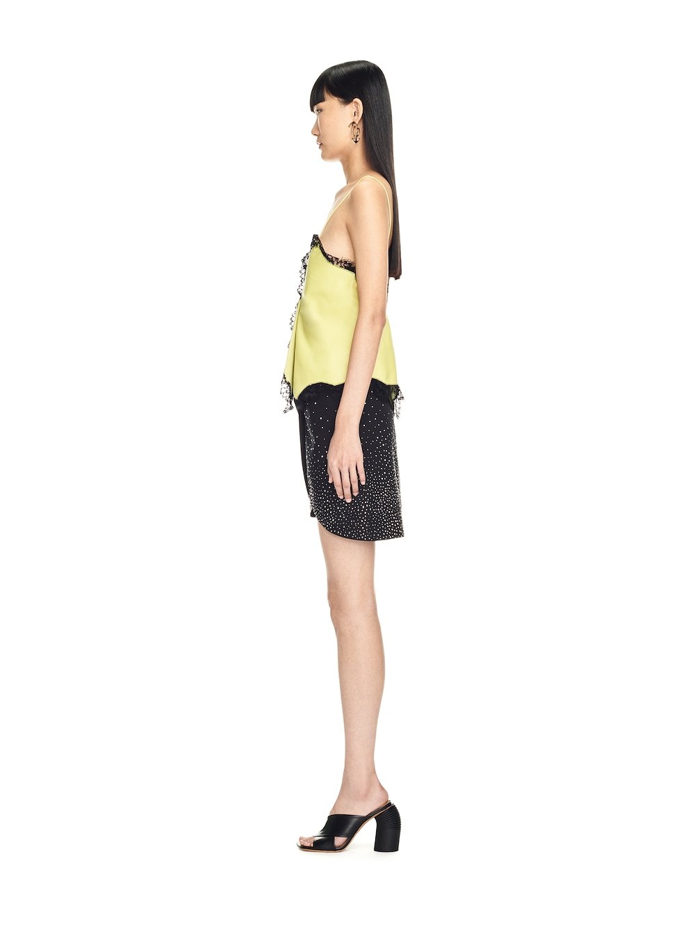 Off-white Leather Lace-detail Top In Yellow