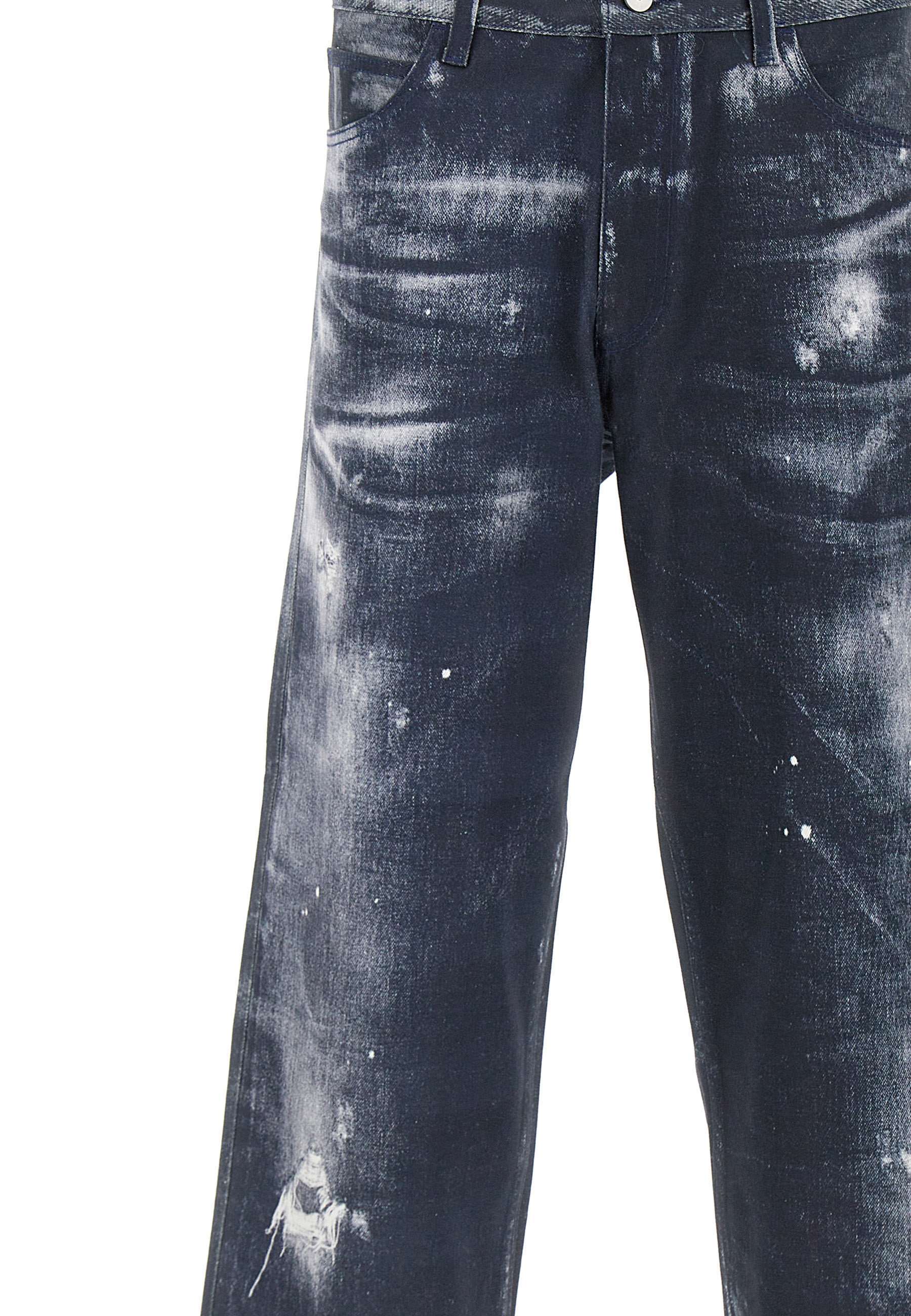 Emporio Armani Distressed Regular Fit Jeans In Black