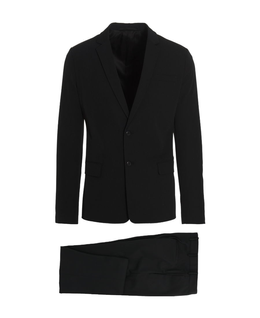 Prada V-neck Long-sleeved Suit Coat Pantsuit In Black