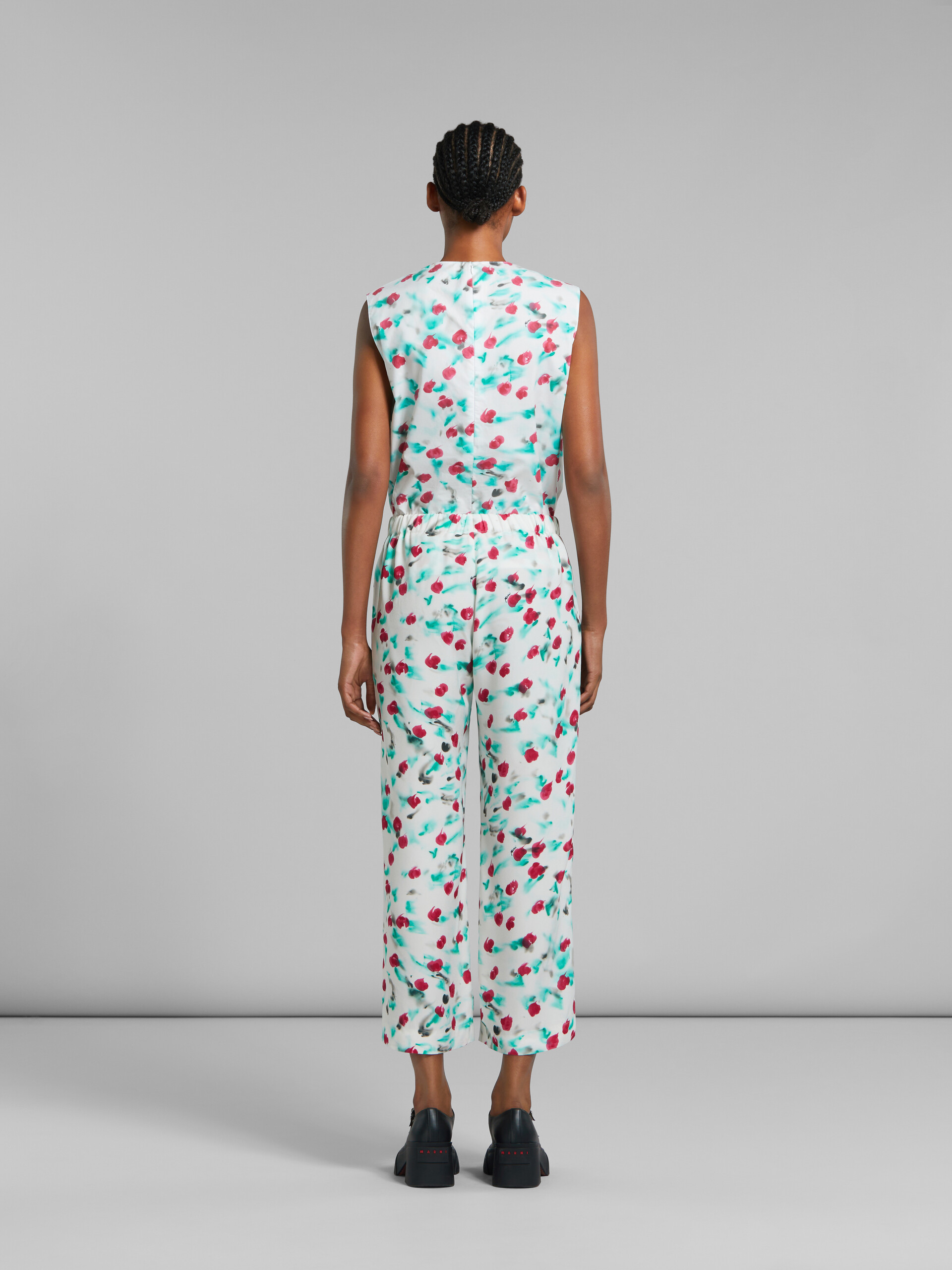 Marni Floral-print Cropped Trousers In White