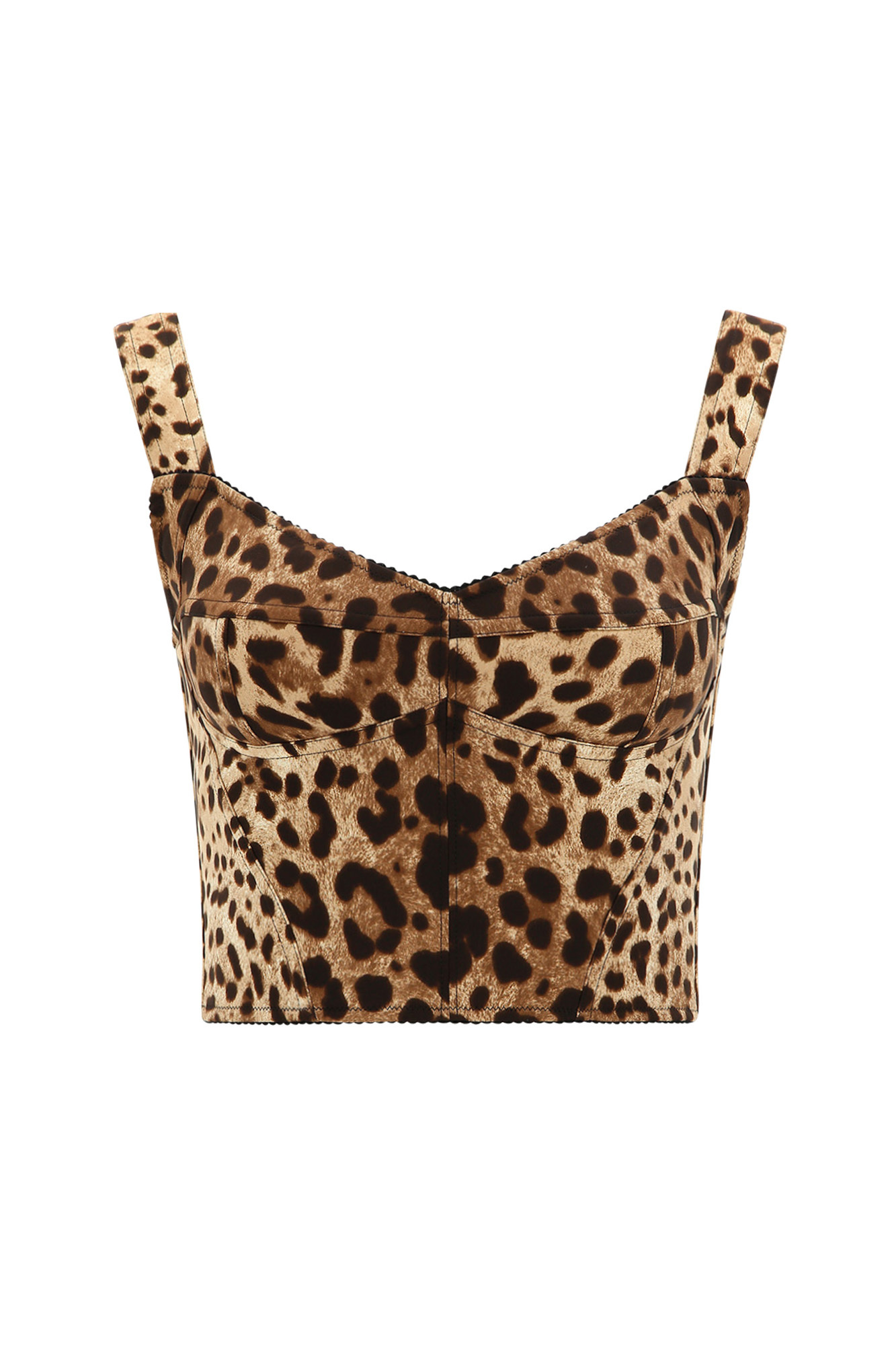 Dolce & Gabbana Leopard-print Charmeuse Bustier Top In Black