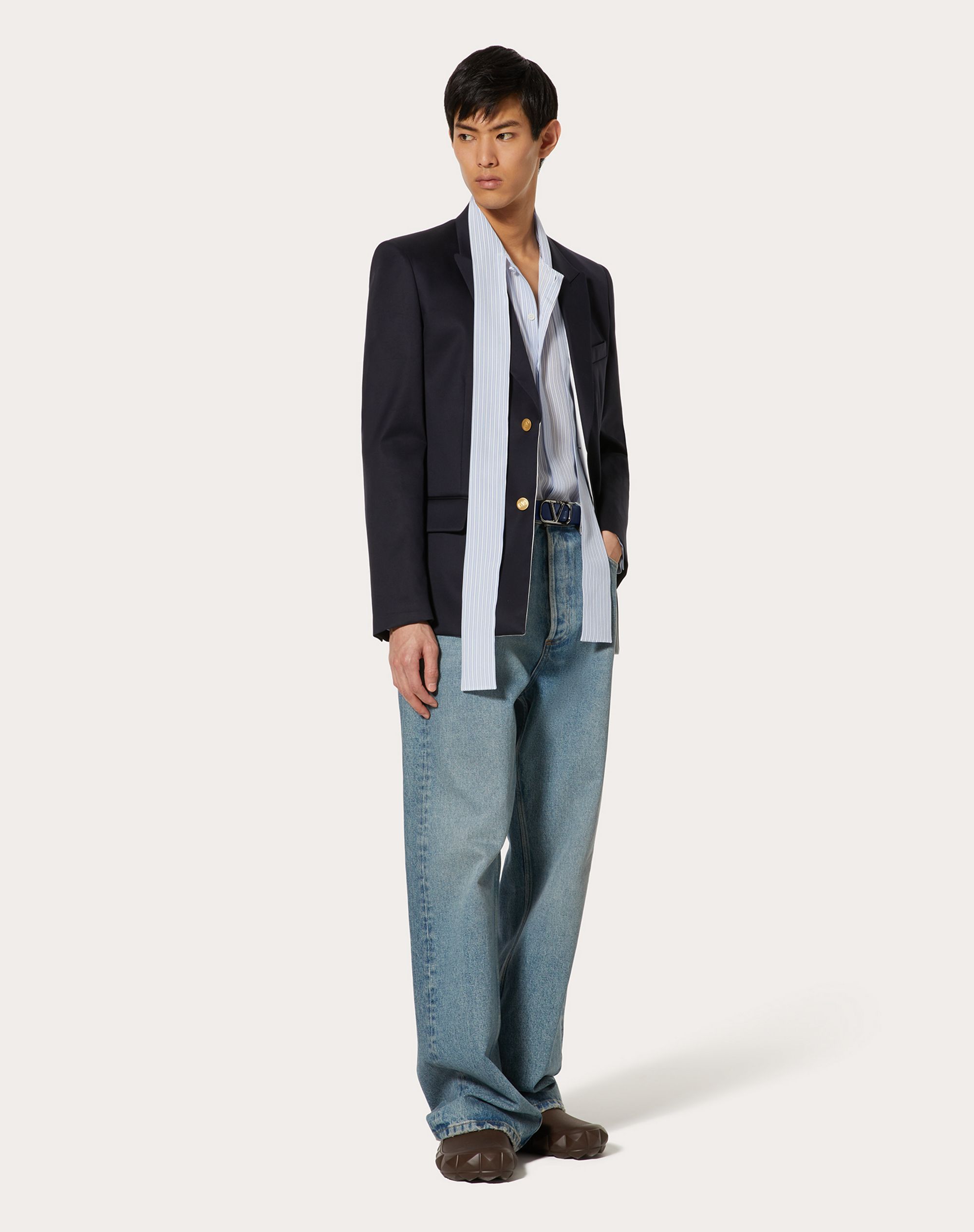 Valentino Men's Cotton Buttoned Blazer In Black