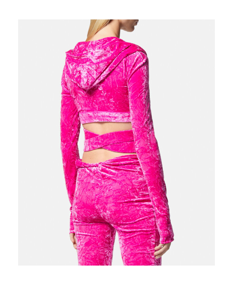 Versace Texturized Velvet Medusa Biggie Sweatshirt In Pink