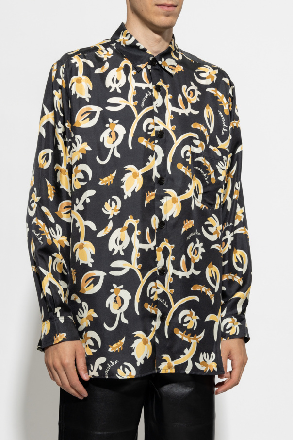 Nanushka Jari Relaxed Fit Long Sleeve Printed Shirt In Black