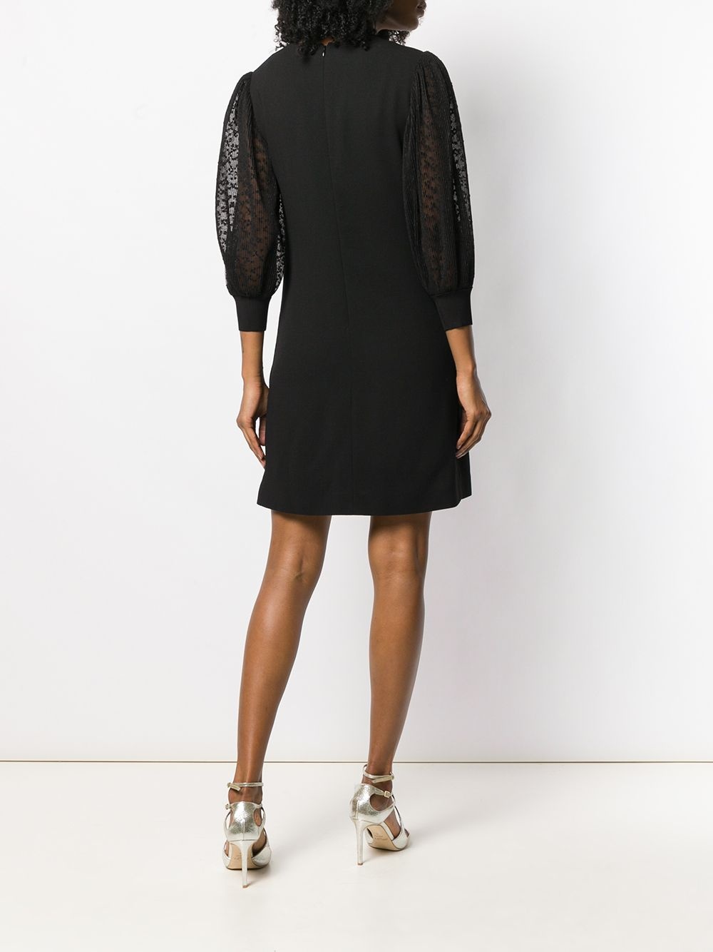 Givenchy Floral Lace Sleeved Dress In Black