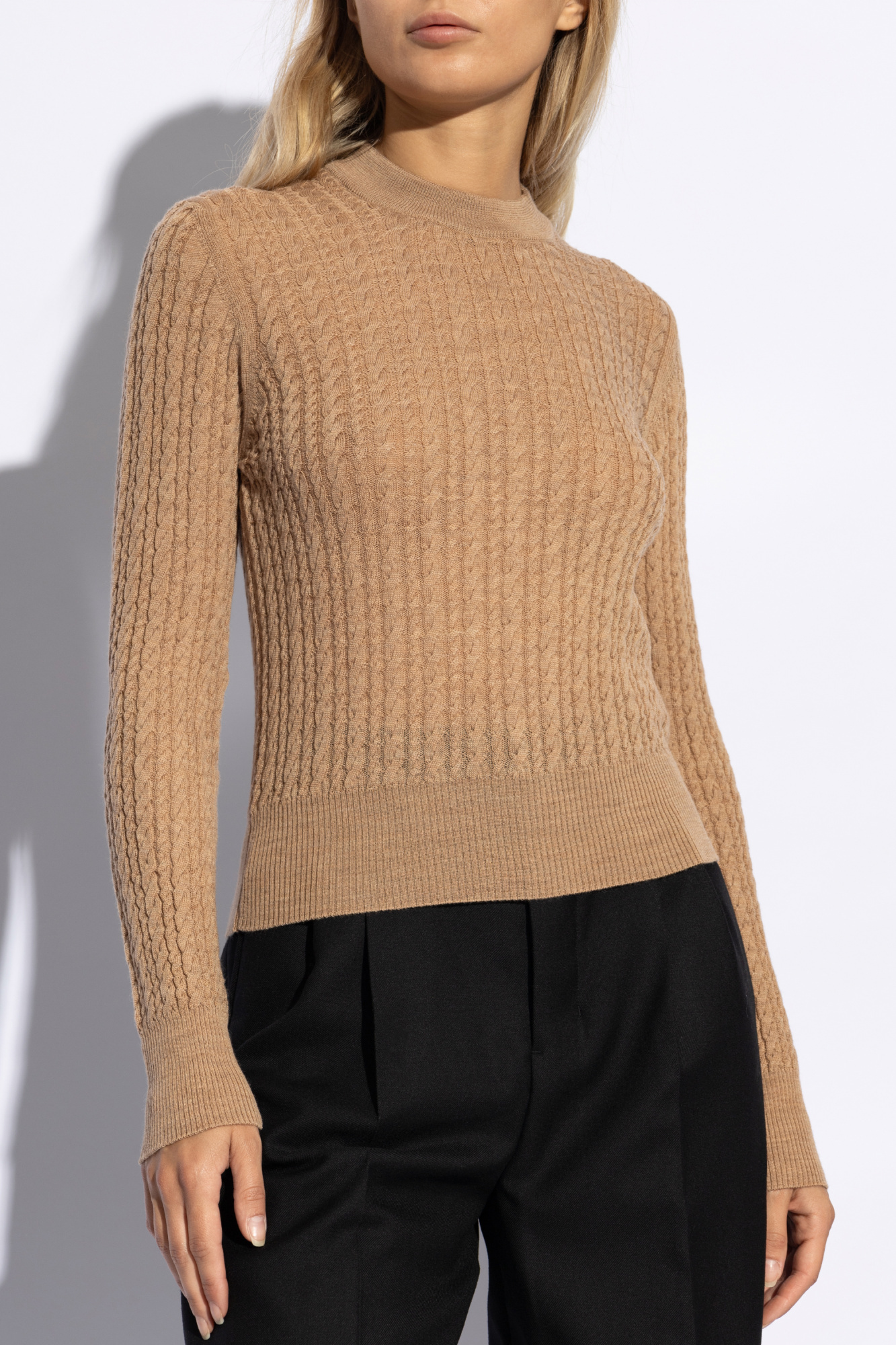 Ami Alexandre Mattiussi Ami Cableknit Crewneck Sweater In Nude