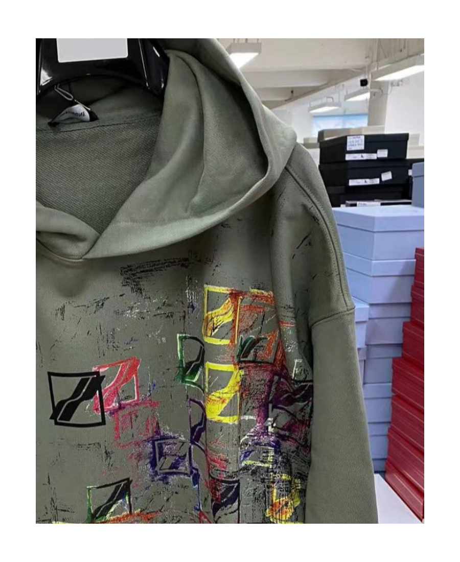 We11 Done Abstract Print Hoodie In Gray