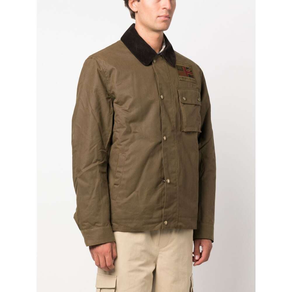 Barbour Logo-patch Cotton Shirt Jacket In Brown