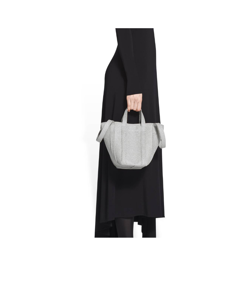 Balenciaga Borsa Tote A Tracolla Everyday Xs North-south In Tessuto Scintillante Da Donna In Argento In Gray