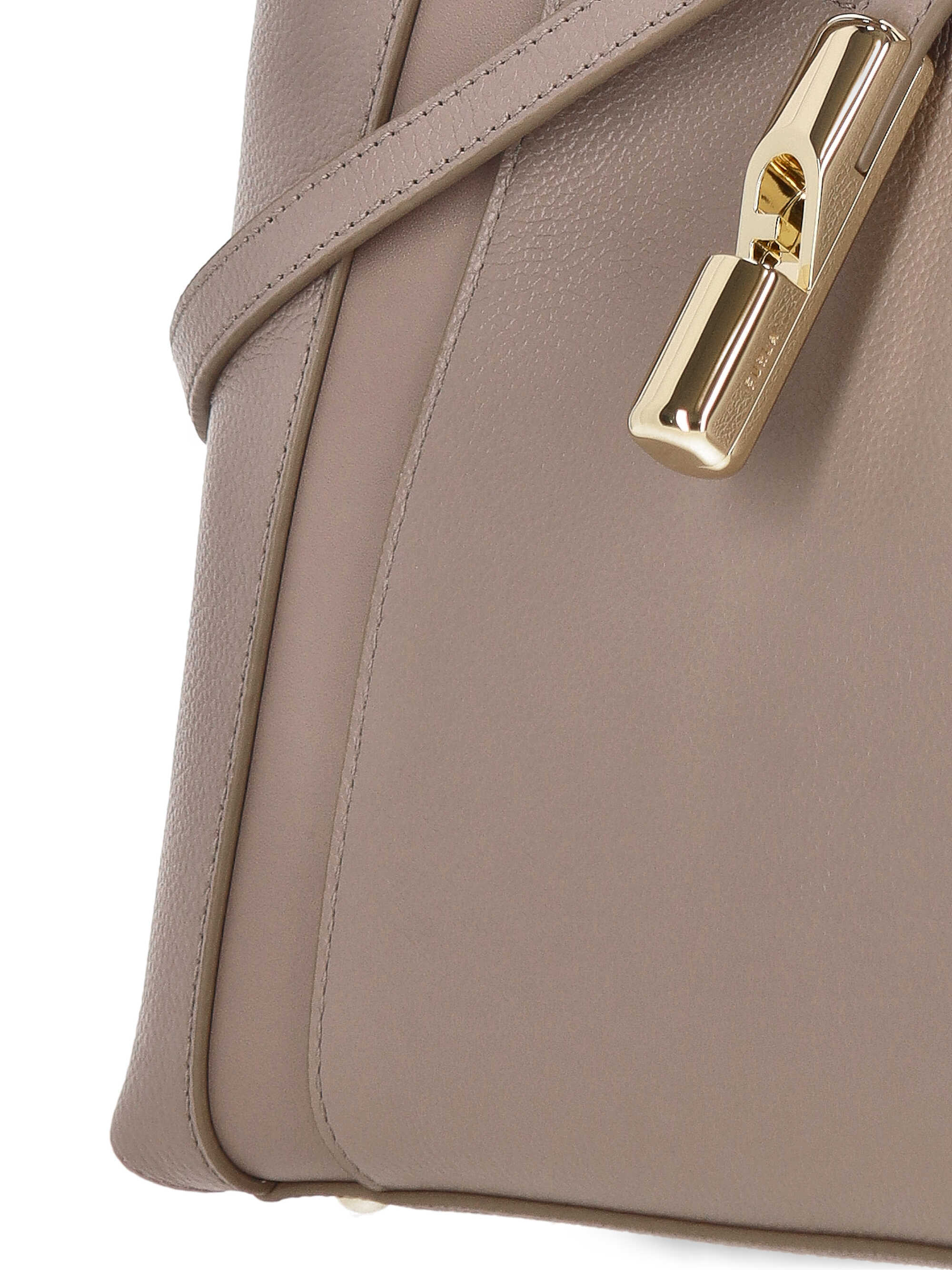 Furla Structured Shoulder Bag With Crossbody Strap And Top Handle In Brown