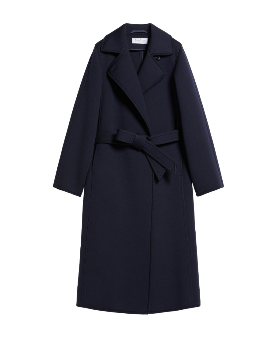 Max Mara Tie A Belt Overcoat In Black