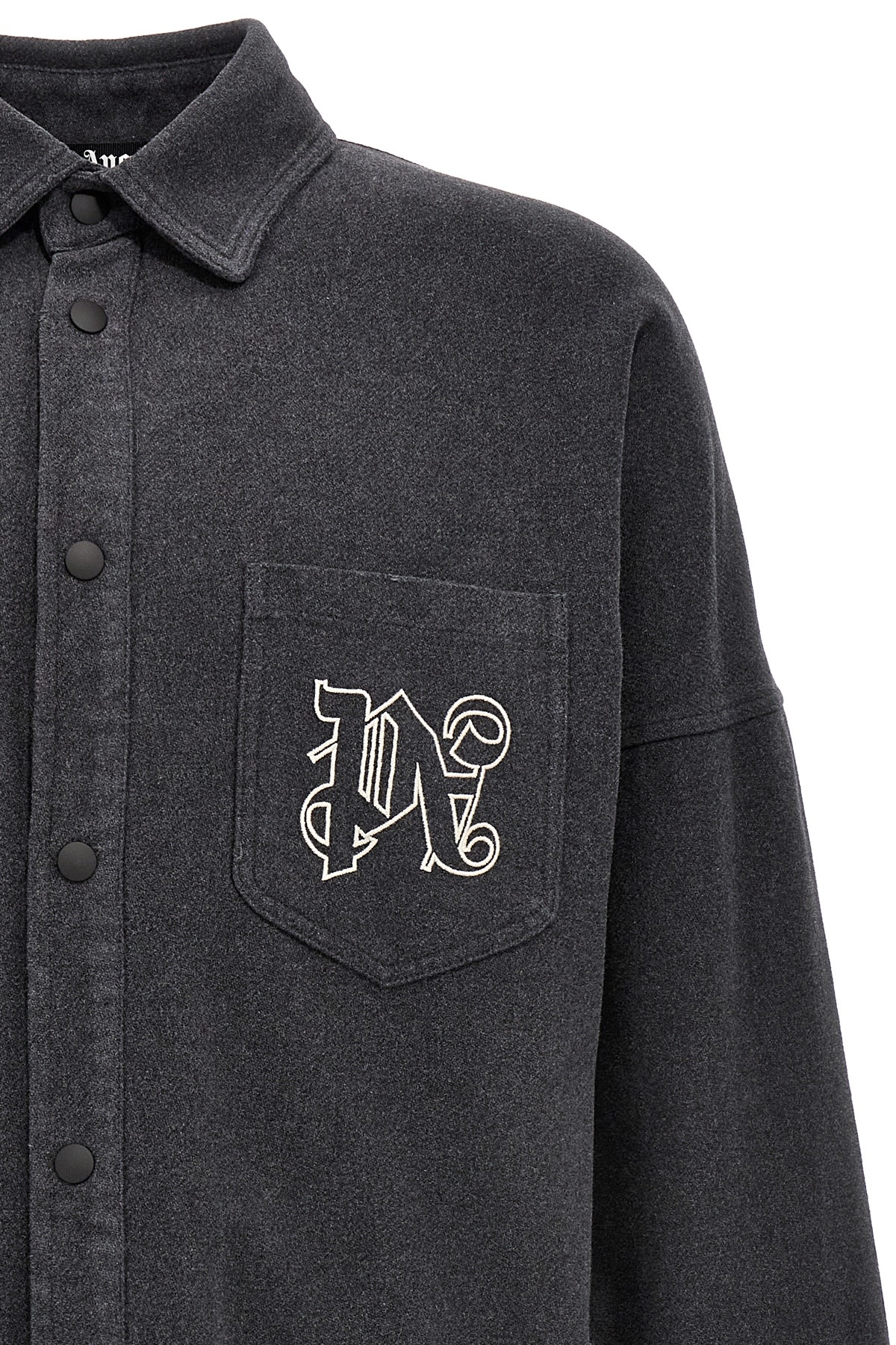 Palm Angels Pa Monogram Overshirt In Black